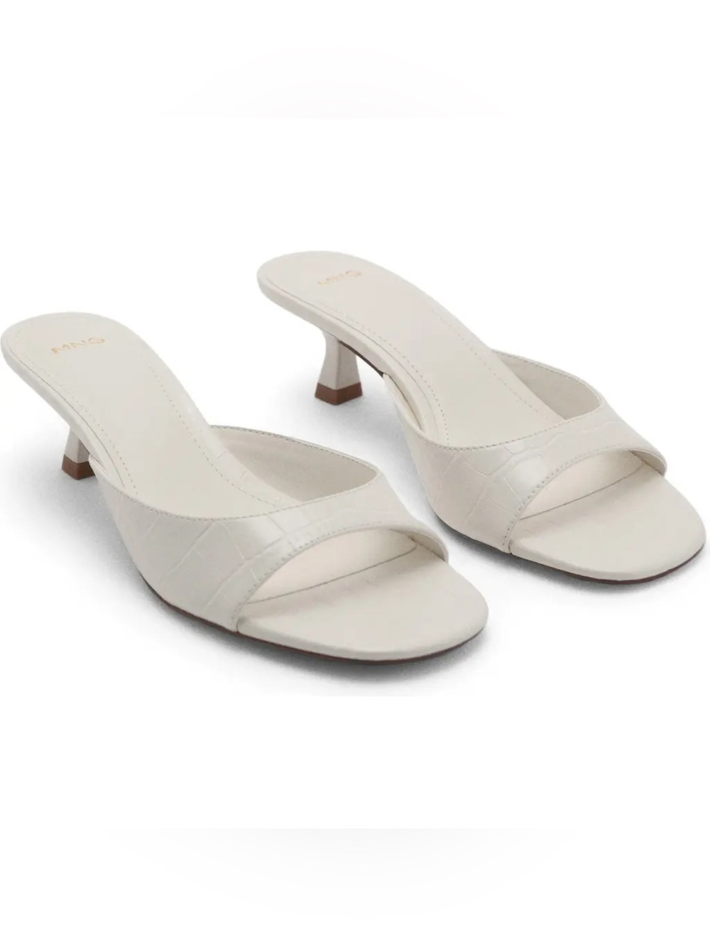 MANGO Kitten-heel Sandals With Strap In White